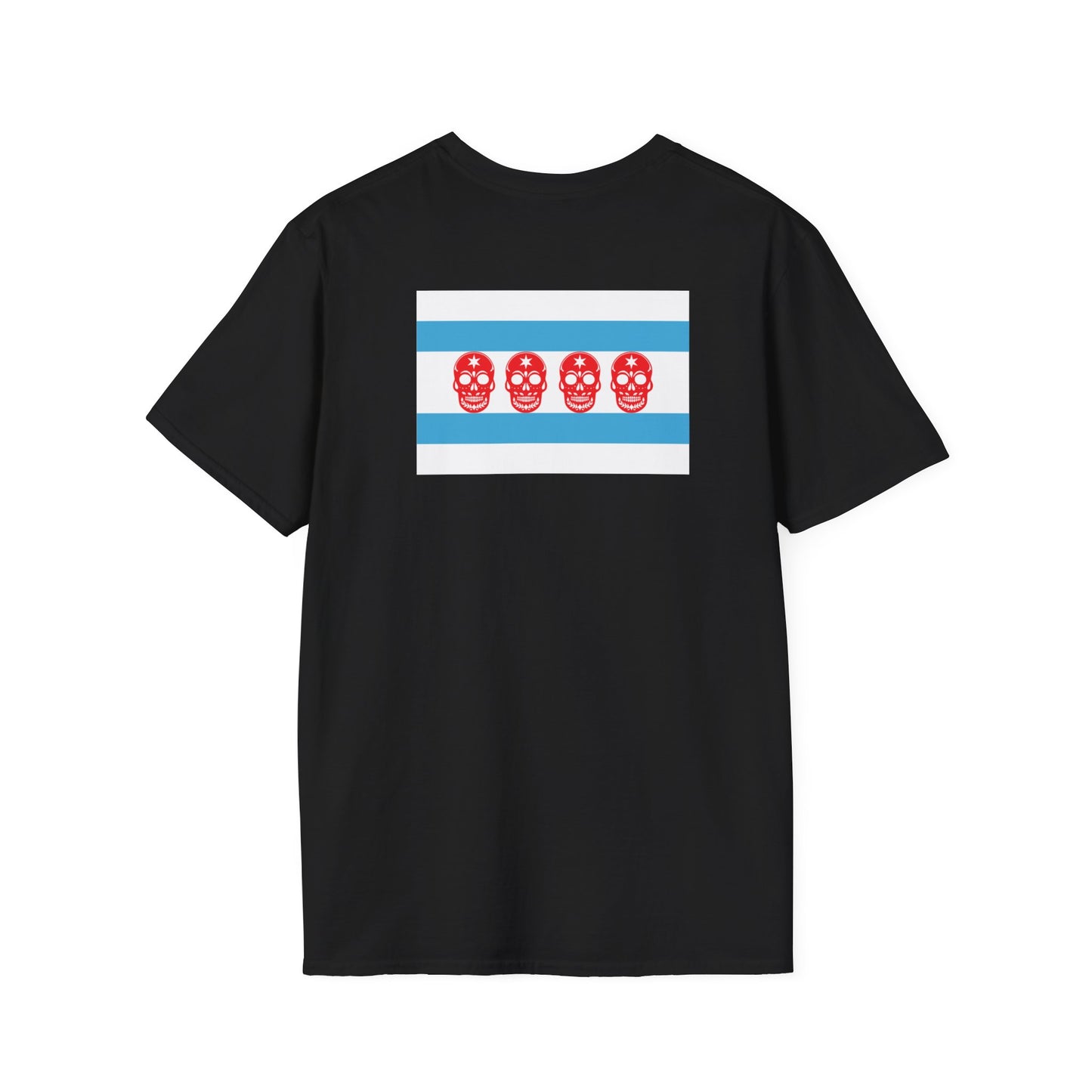 Chicago Flag In Skull With Colors (No Circle) Chicago Flag With Skulls on Back