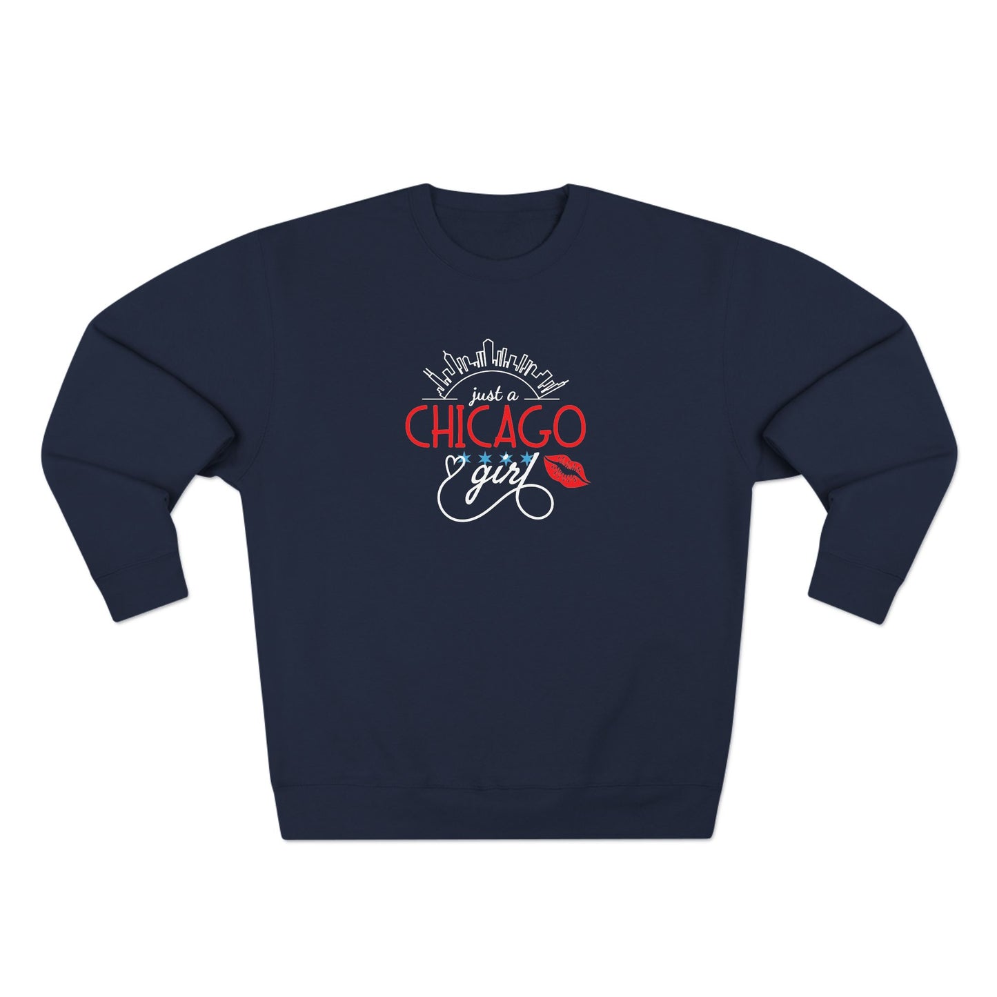 Just A Chicago Girl With Lipstick Kiss Unisex Crewneck Sweatshirt
