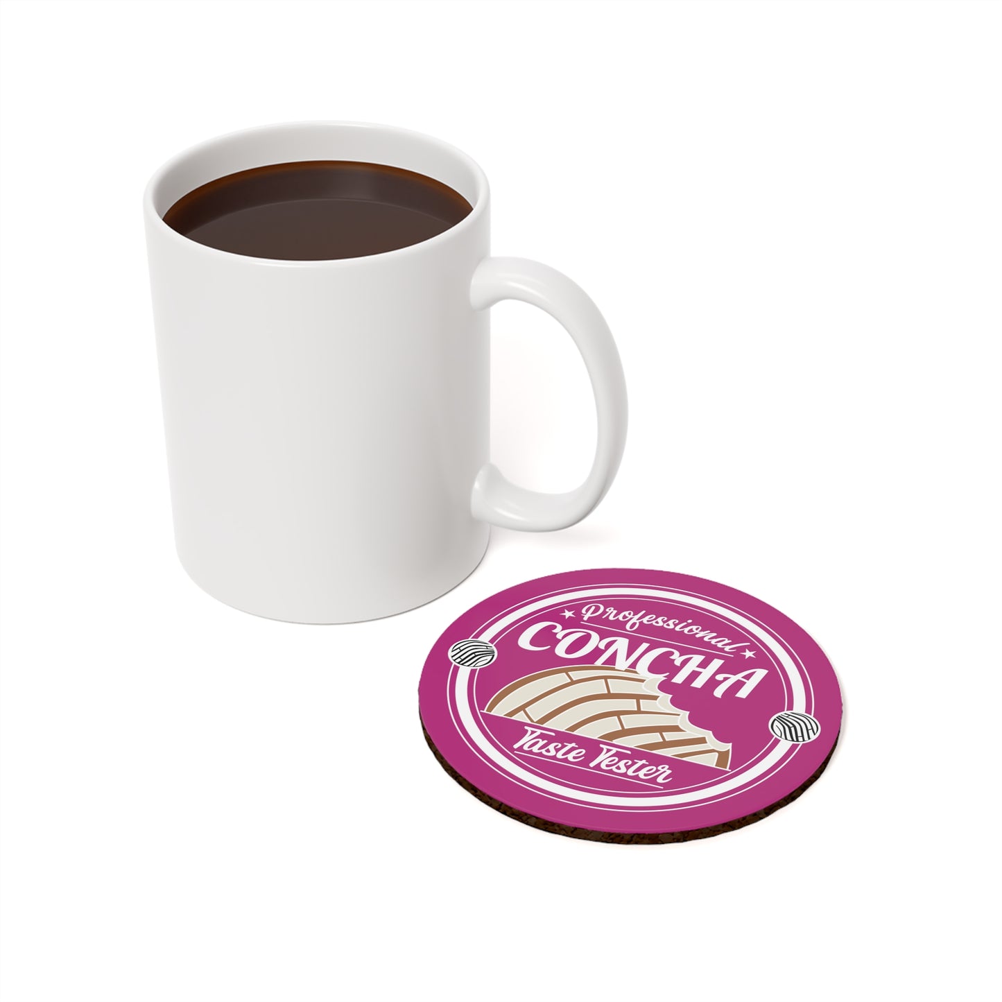 Professional Concha Taste Tester Pink Cork Back Coaster