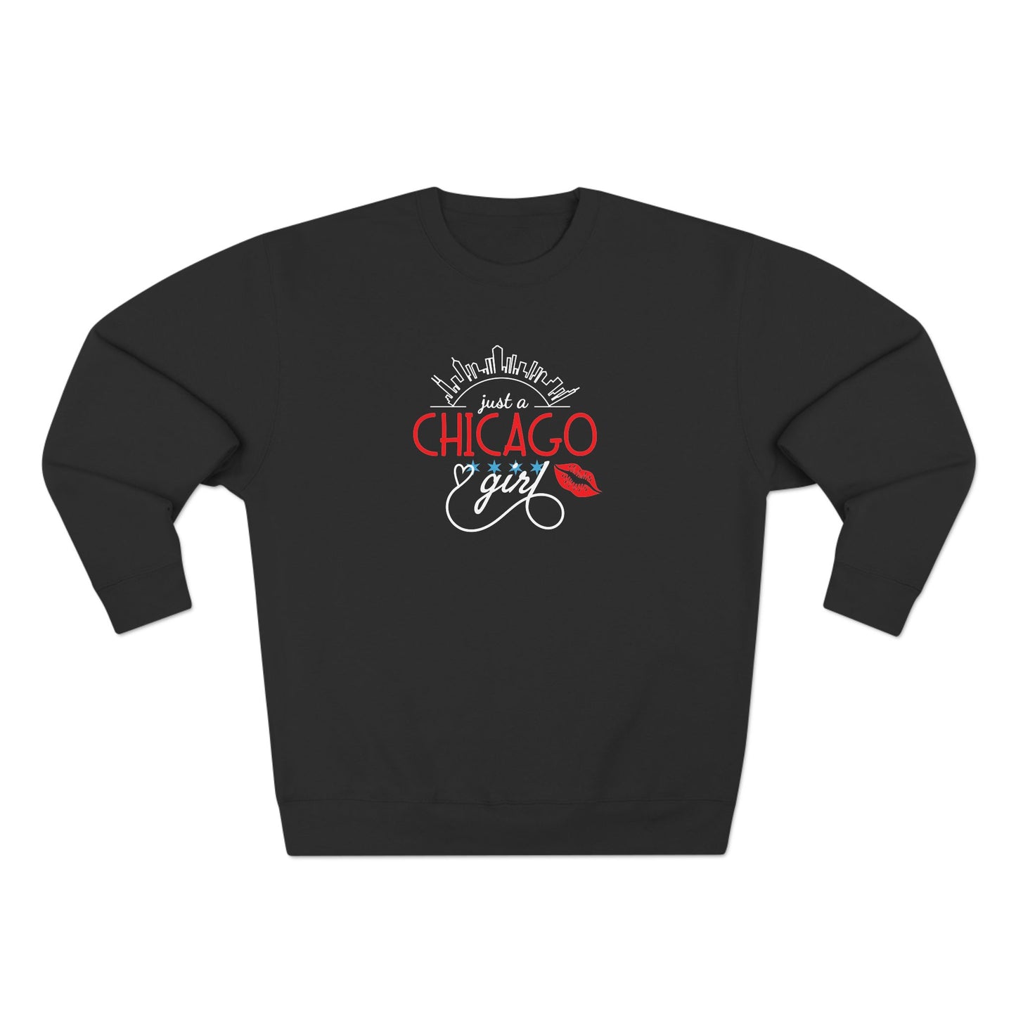 Just A Chicago Girl With Lipstick Kiss Unisex Crewneck Sweatshirt