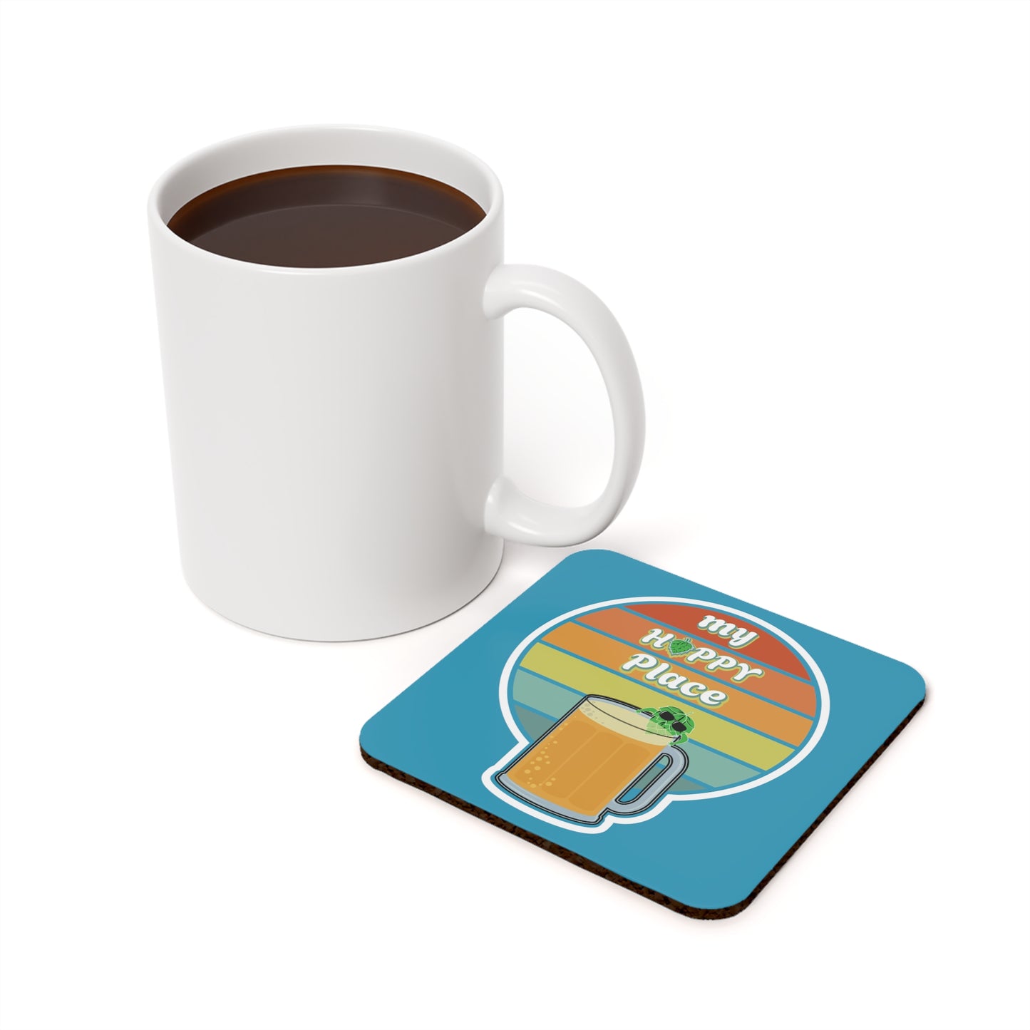 My Hoppy Place With Hop Swimming Cork Back Coaster