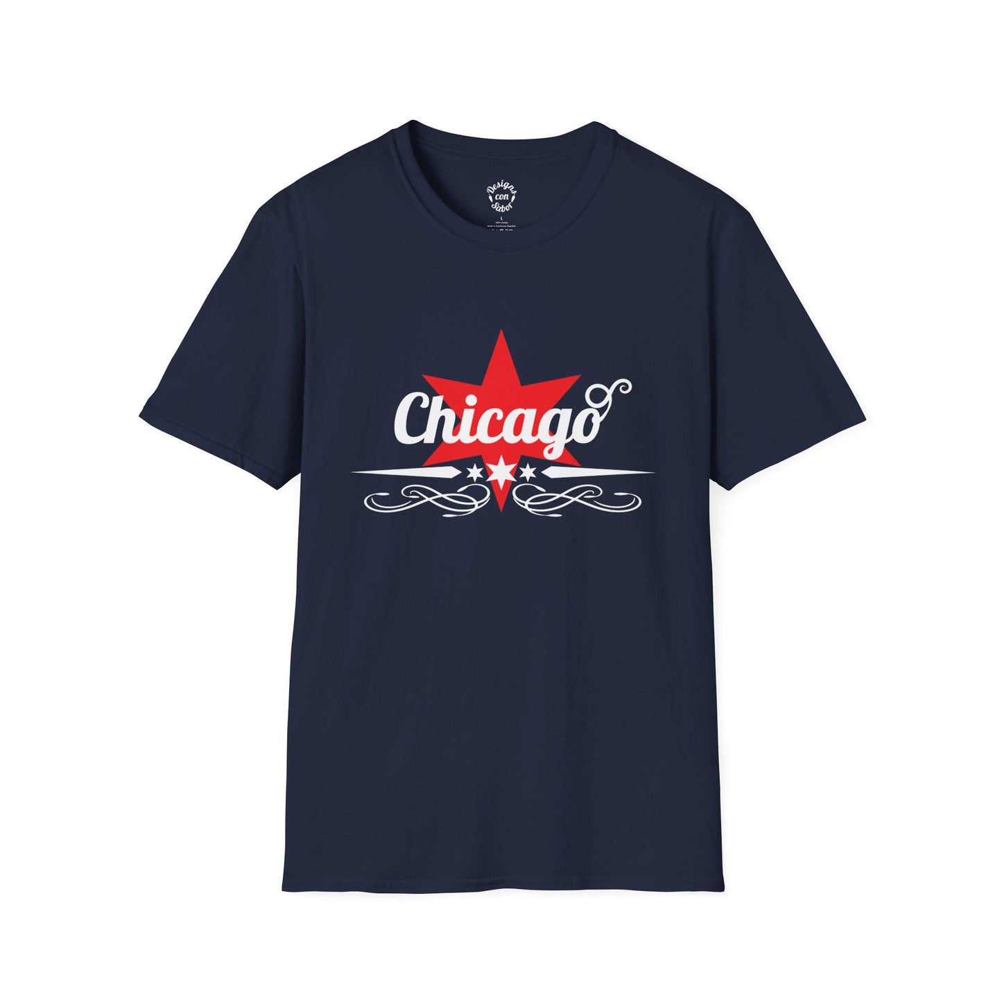 Chicago Text With Flag Stars