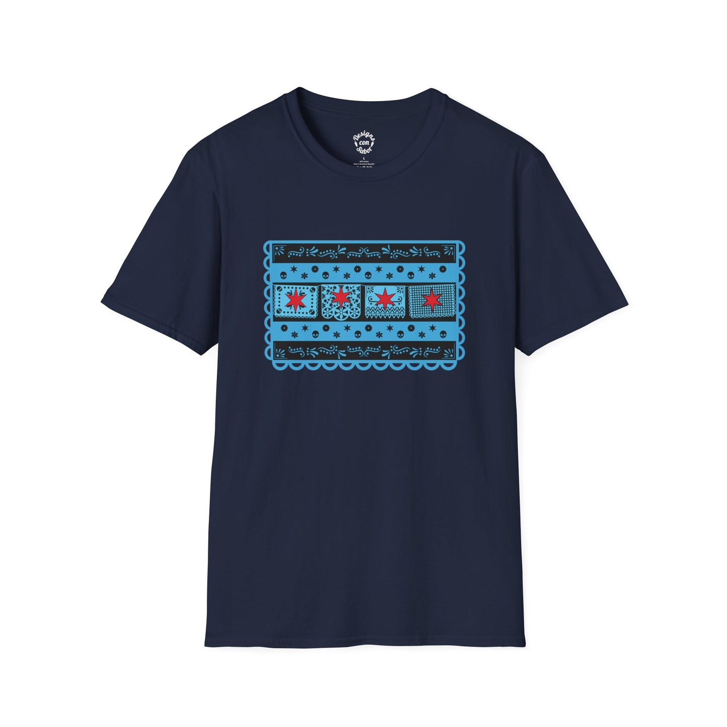 Chicago Flag With Papel Picado All Dark With Extra Details