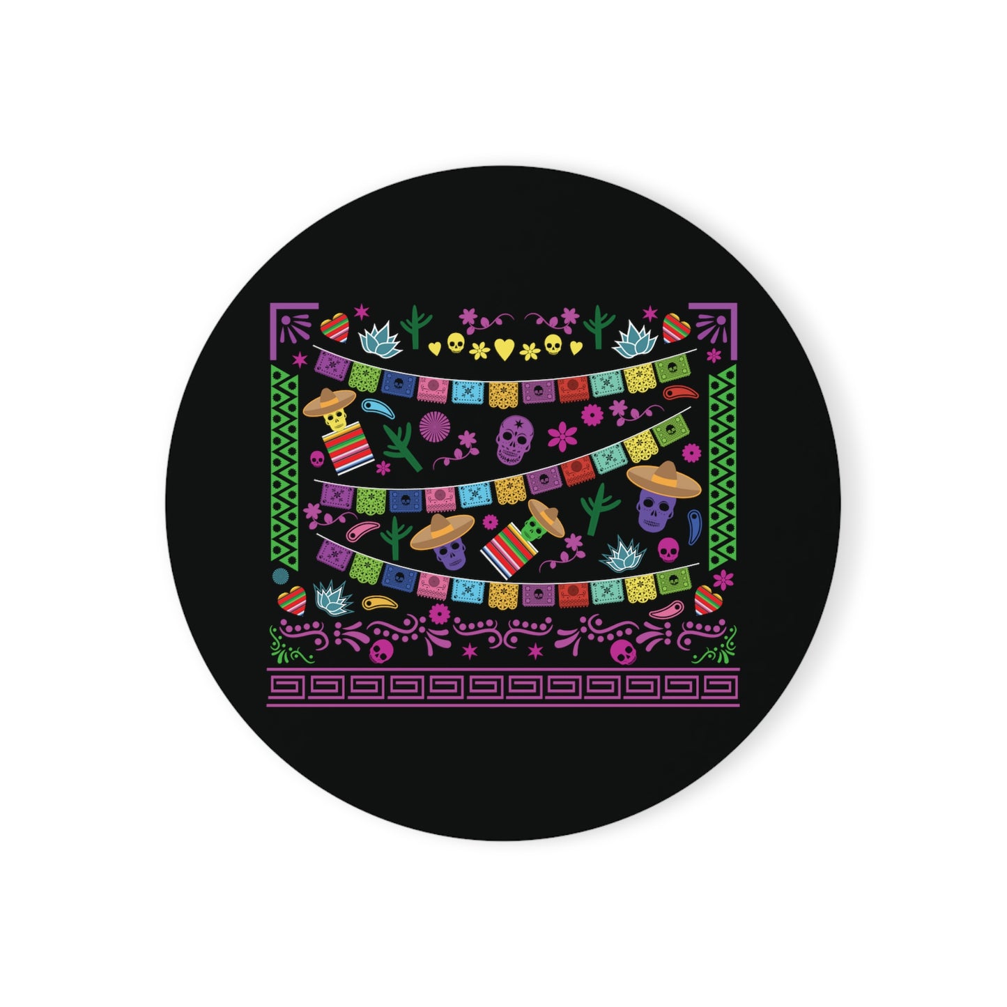 Mexican Fiesta Cork Back Coaster