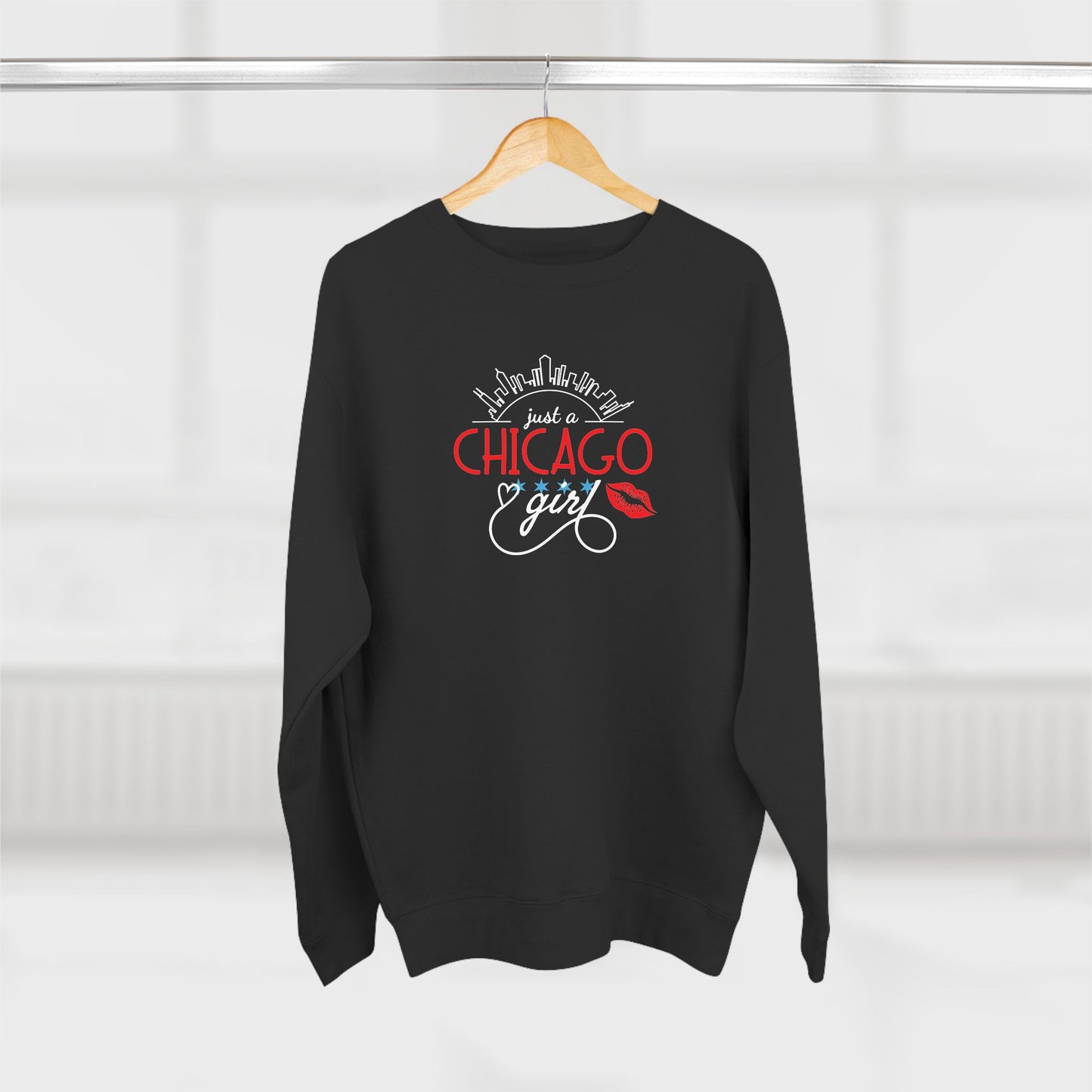 Just A Chicago Girl With Lipstick Kiss Unisex Crewneck Sweatshirt
