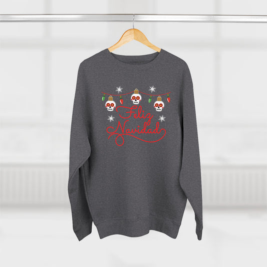 Feliz Navidad Skull Lights Crewneck Playful Calavera Christmas Sweater
