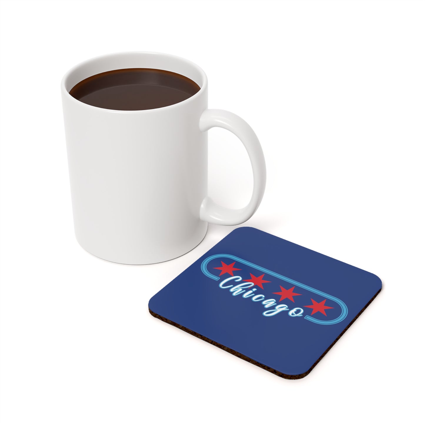 Chicago Pill Shape Cork Back Coaster