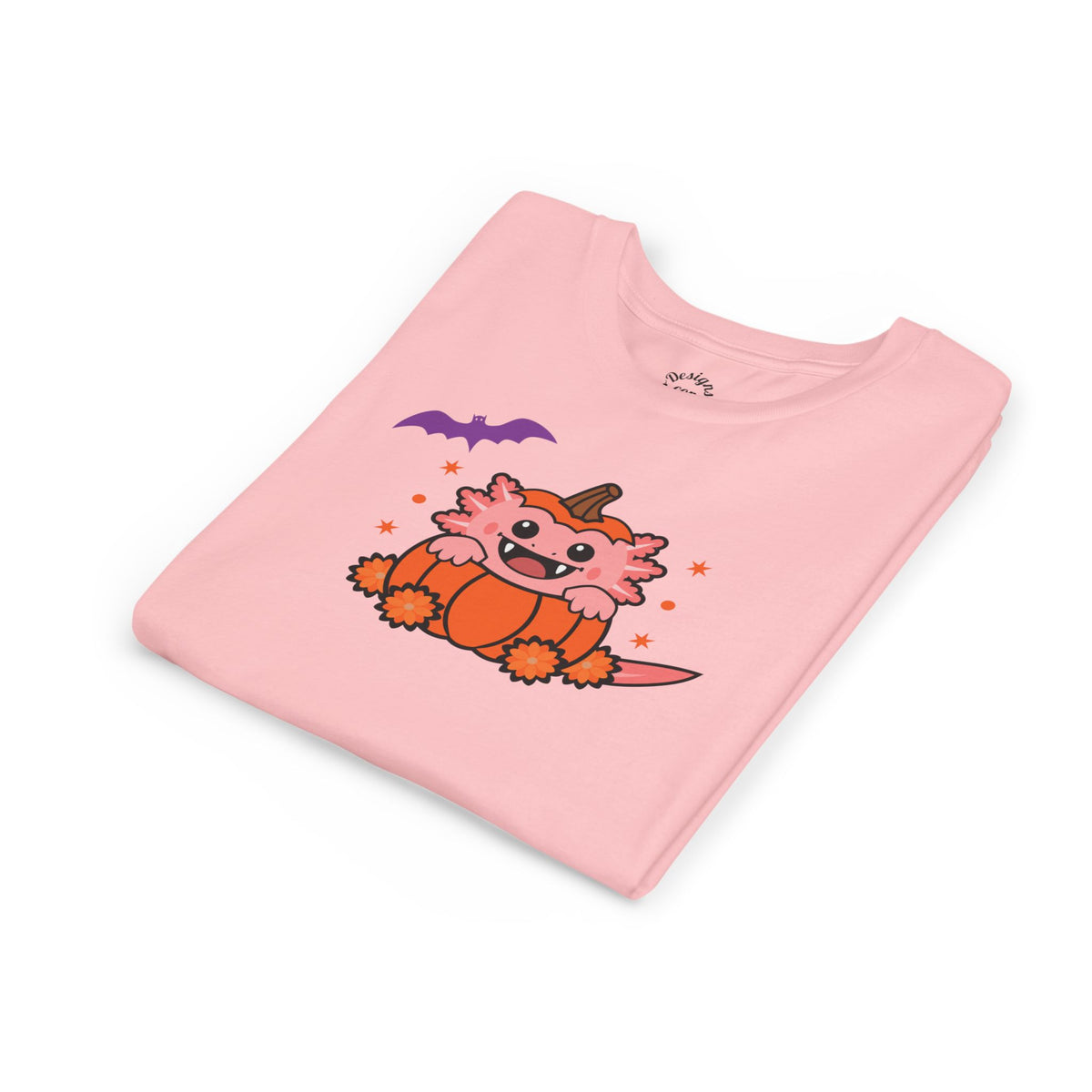 Pink Vampire Axolotl Pumpkin Halloween Youth T Shirt