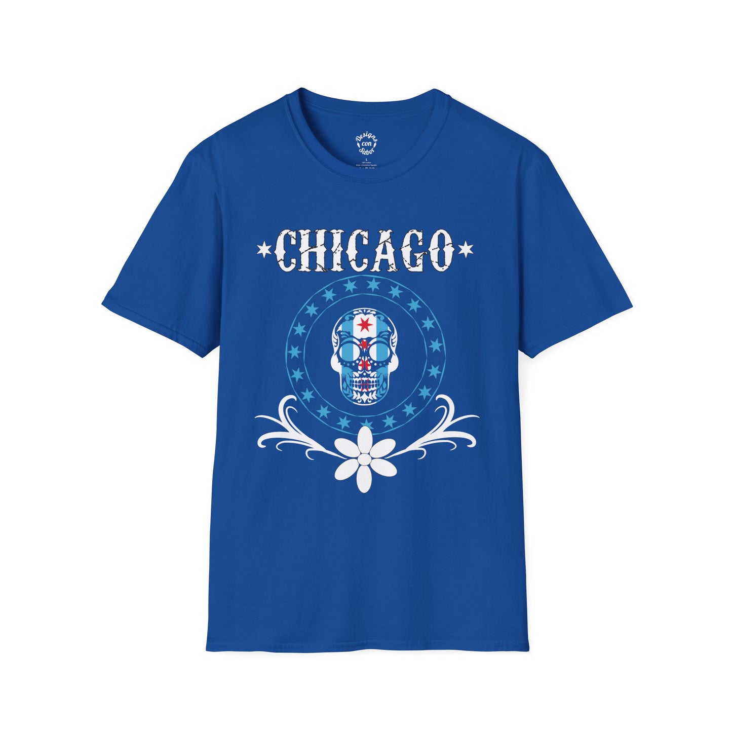 Chicago Flag In Skull With Circle Basic