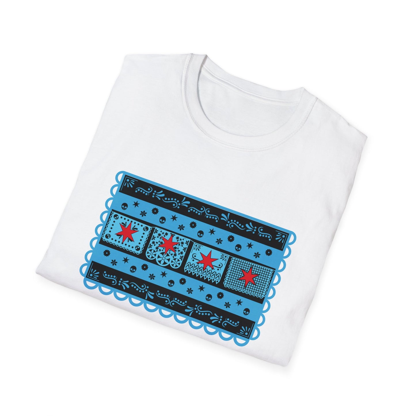 Chicago Flag With Papel Picado All Dark With Extra Details