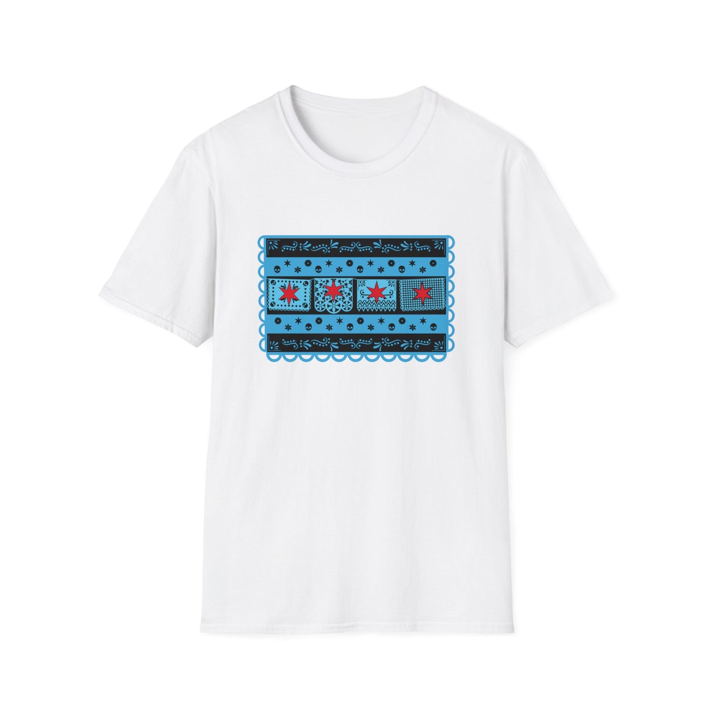 Chicago Flag With Papel Picado All Dark With Extra Details