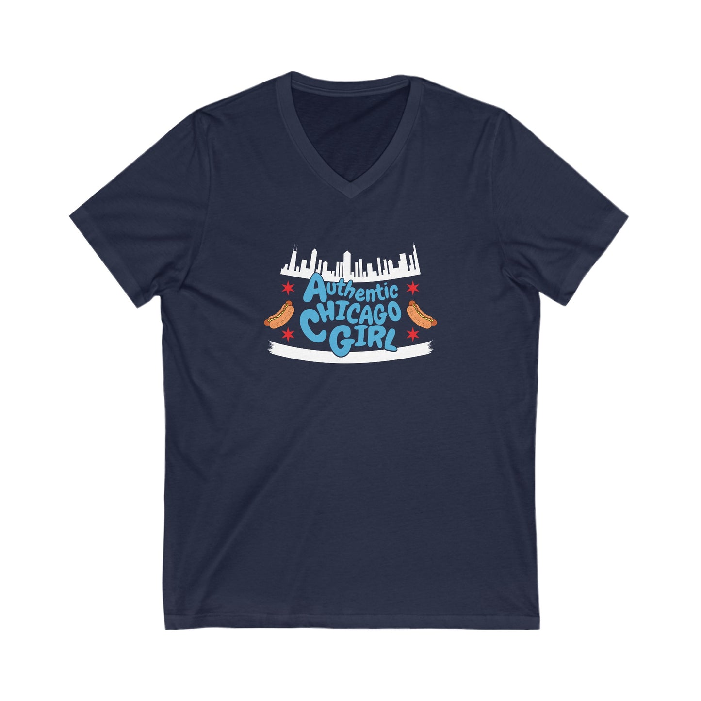 Authentic Chicago Girl With Hot Dogs V-neck