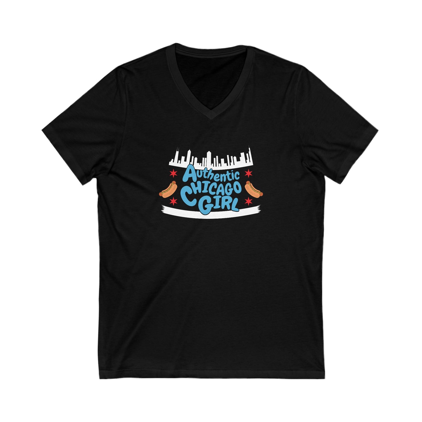 Authentic Chicago Girl With Hot Dogs V-neck
