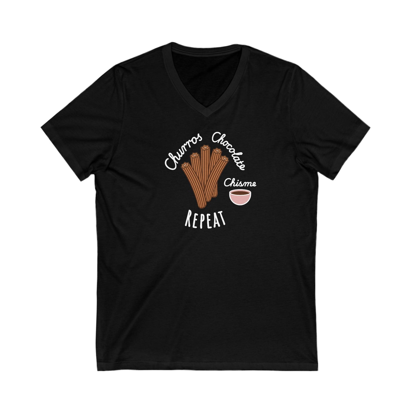 Churros Chocolate Chisme Repeat V-Neck