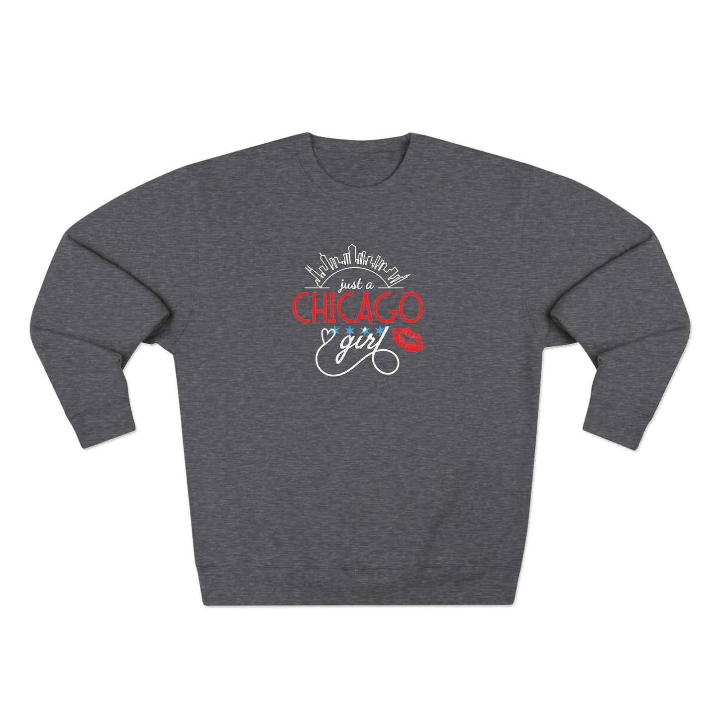 Just A Chicago Girl With Lipstick Kiss Unisex Crewneck Sweatshirt