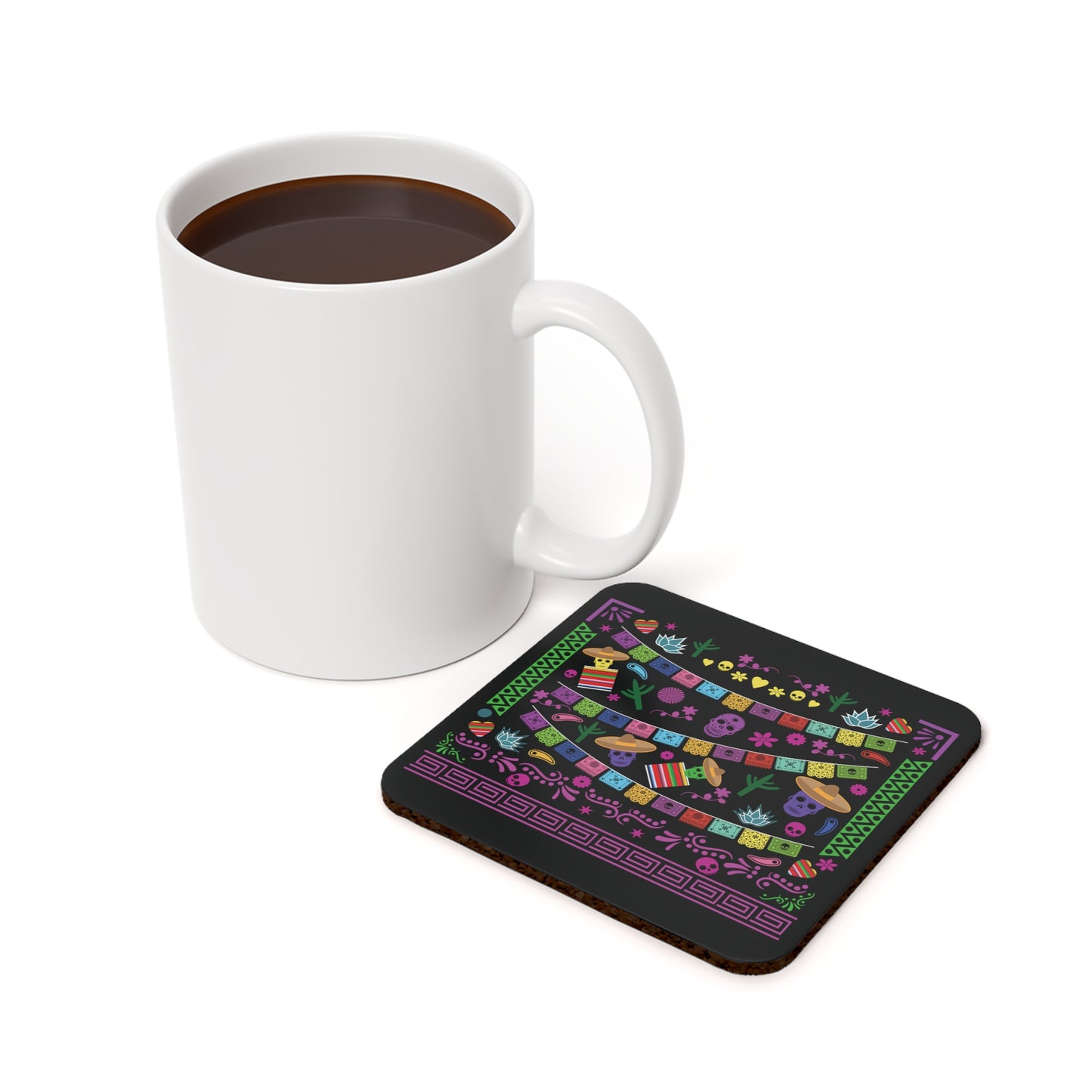 Mexican Fiesta Cork Back Coaster