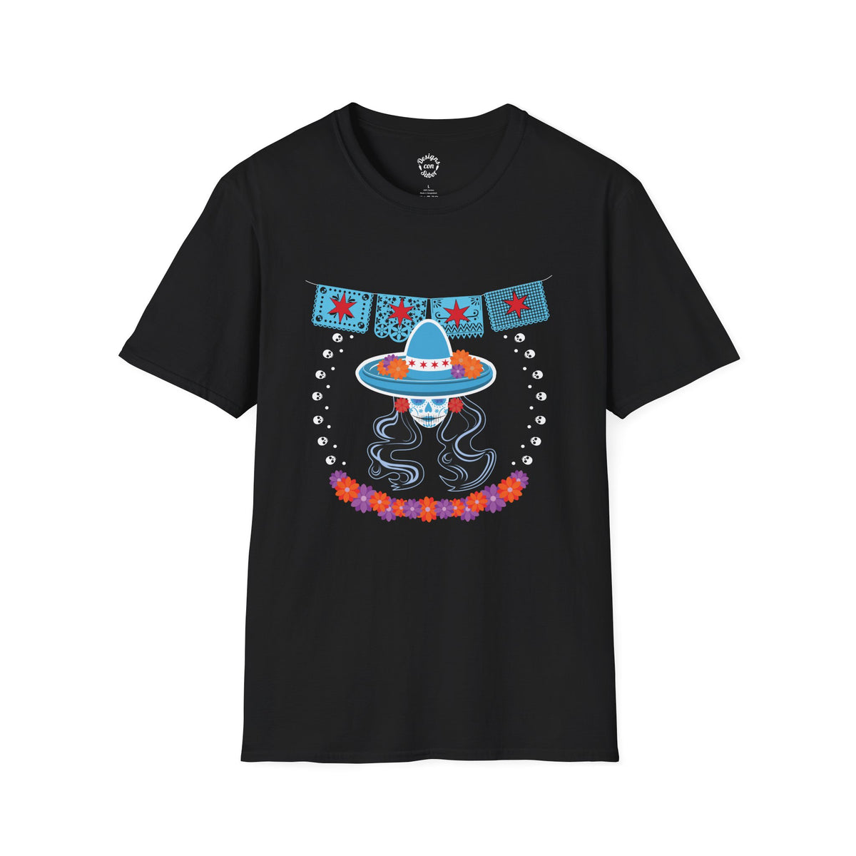 Chicago Catrina With Sombrero And Papel Picado T Shirt