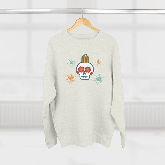 Skull Ornament Snowflakes Crewneck Minimal Calavera Christmas Sweater