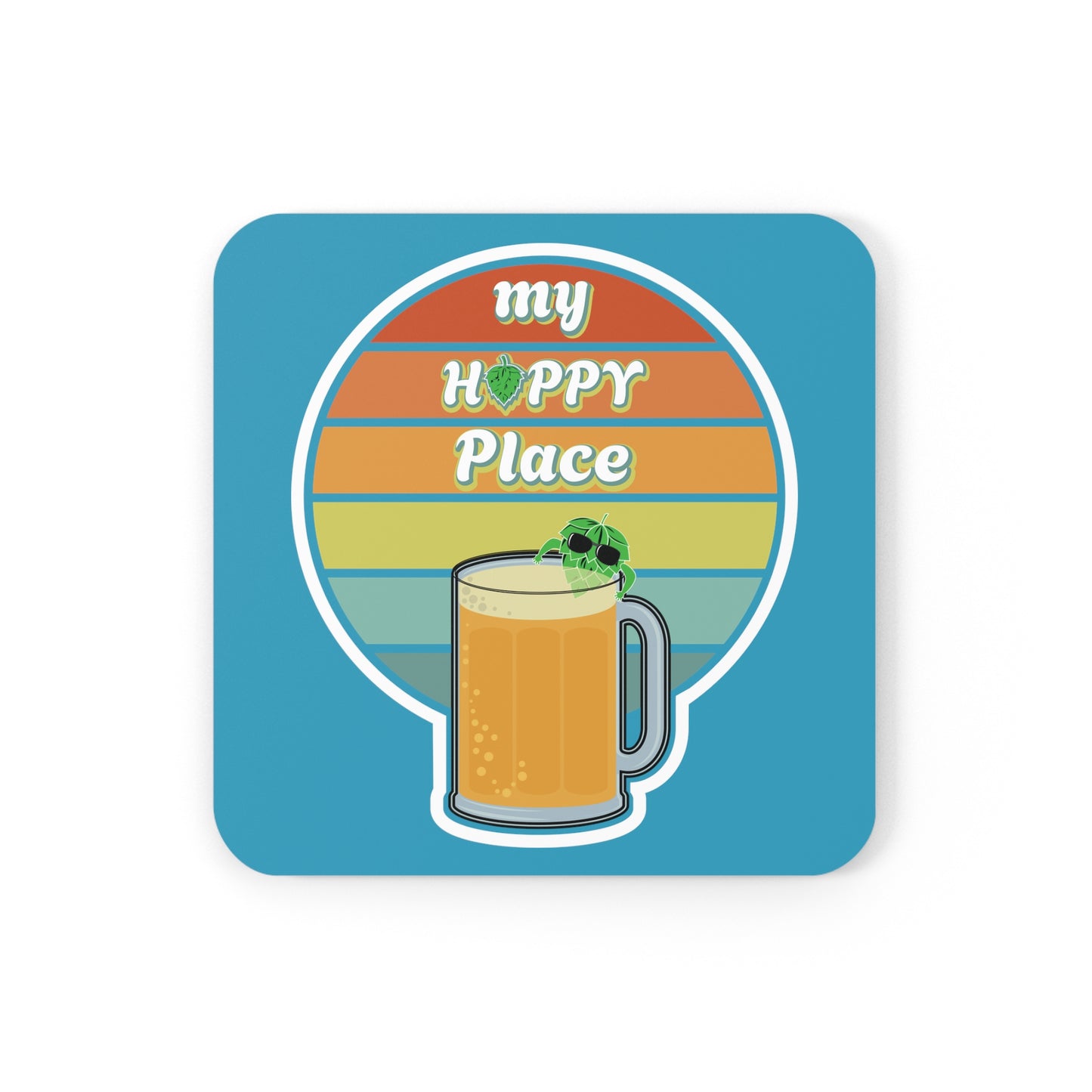 My Hoppy Place With Hop Swimming Cork Back Coaster