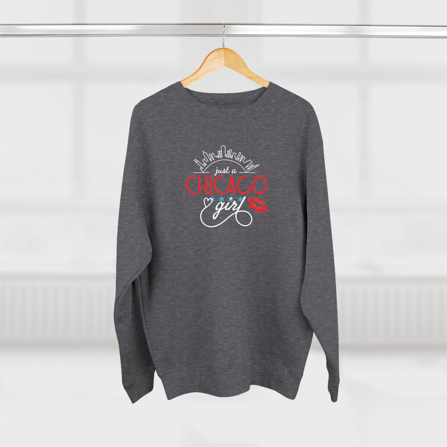 Just A Chicago Girl With Lipstick Kiss Unisex Crewneck Sweatshirt