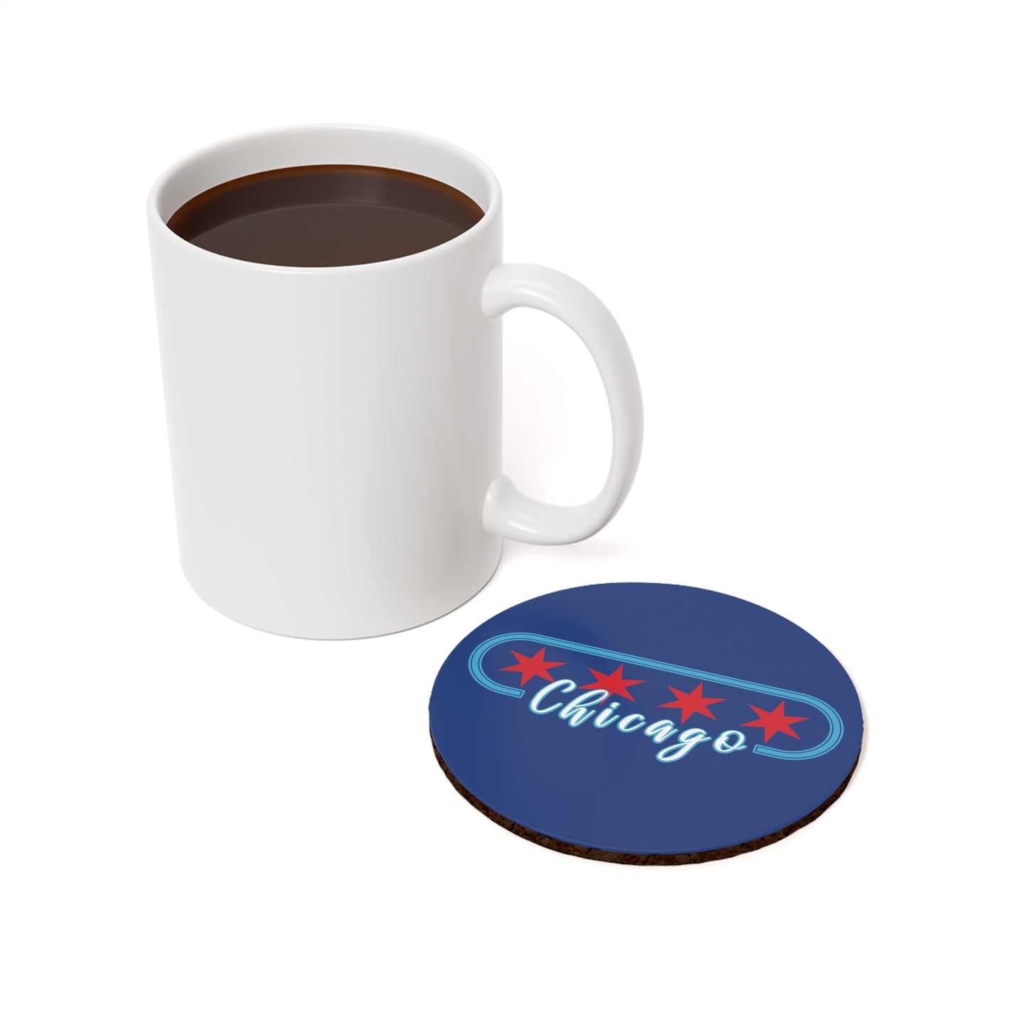 Chicago Pill Shape Cork Back Coaster