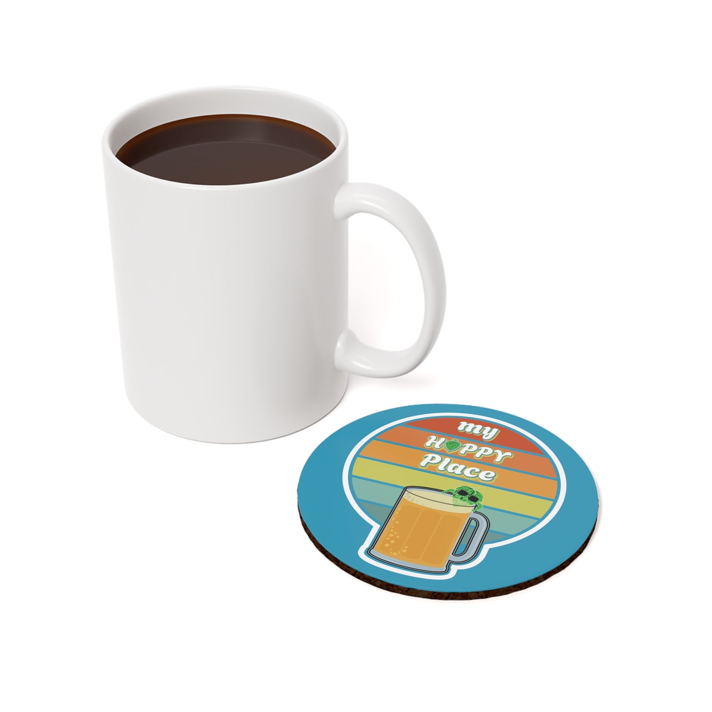 My Hoppy Place With Hop Swimming Cork Back Coaster