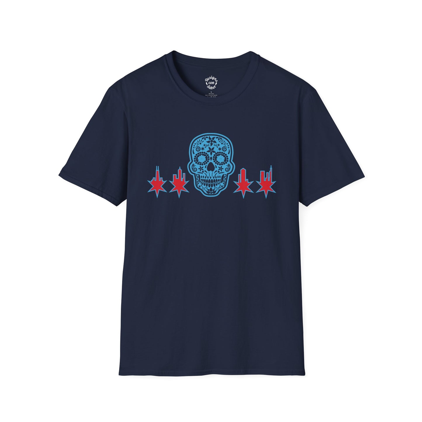 Chicago Skull T-Shirt Chicago Flag Sugar Skull Tee