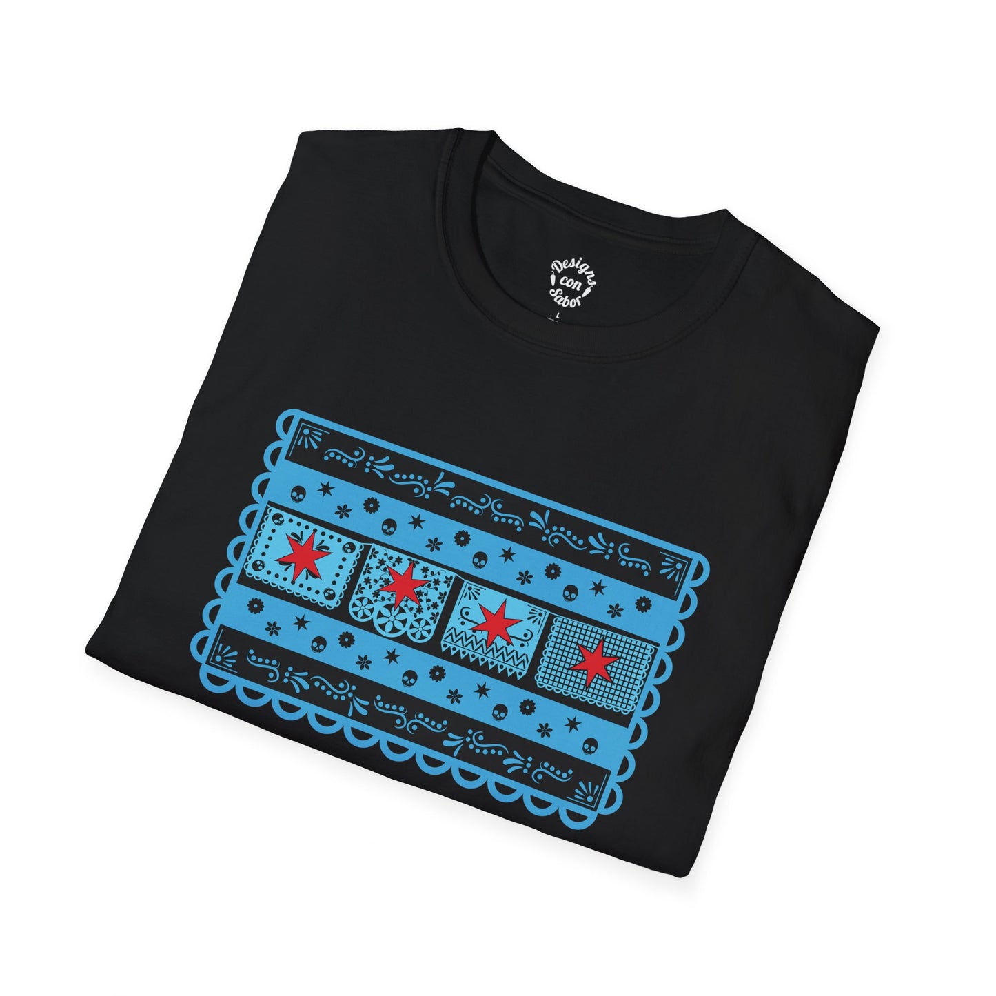 Chicago Flag With Papel Picado All Dark With Extra Details