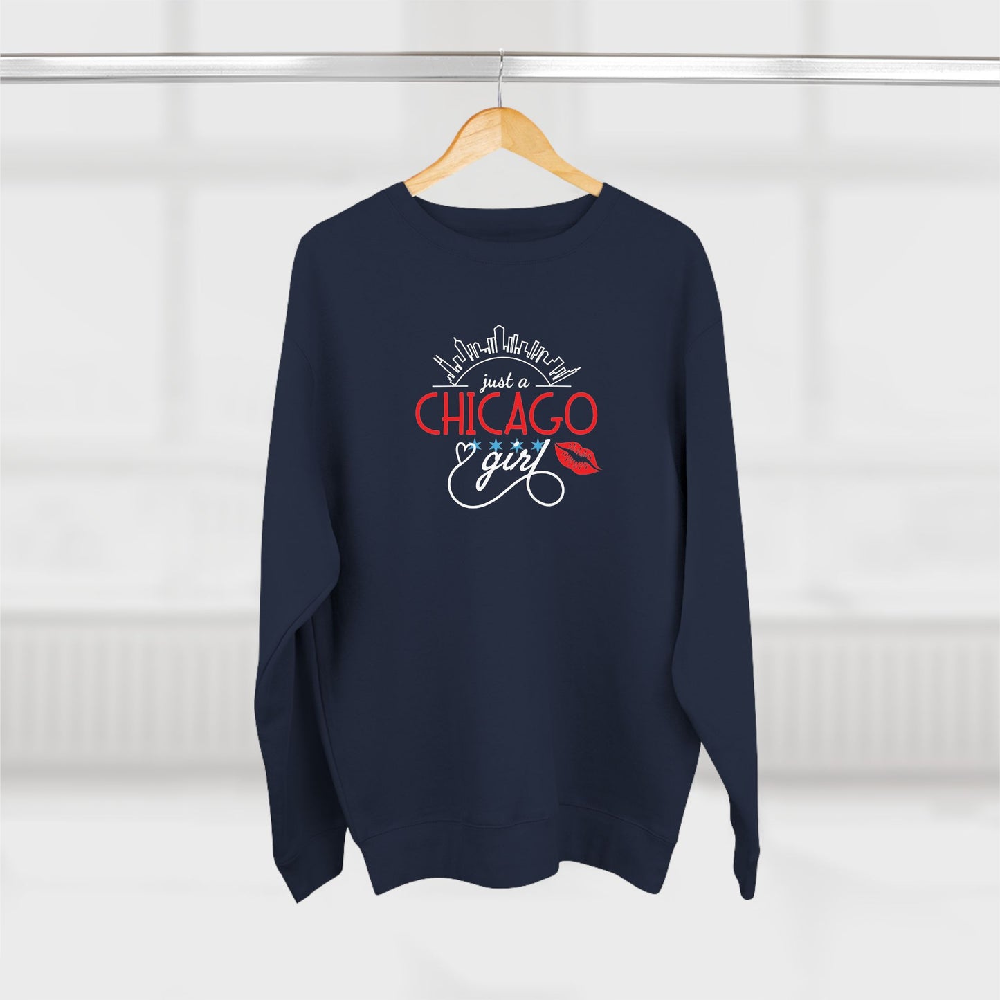 Just A Chicago Girl With Lipstick Kiss Unisex Crewneck Sweatshirt
