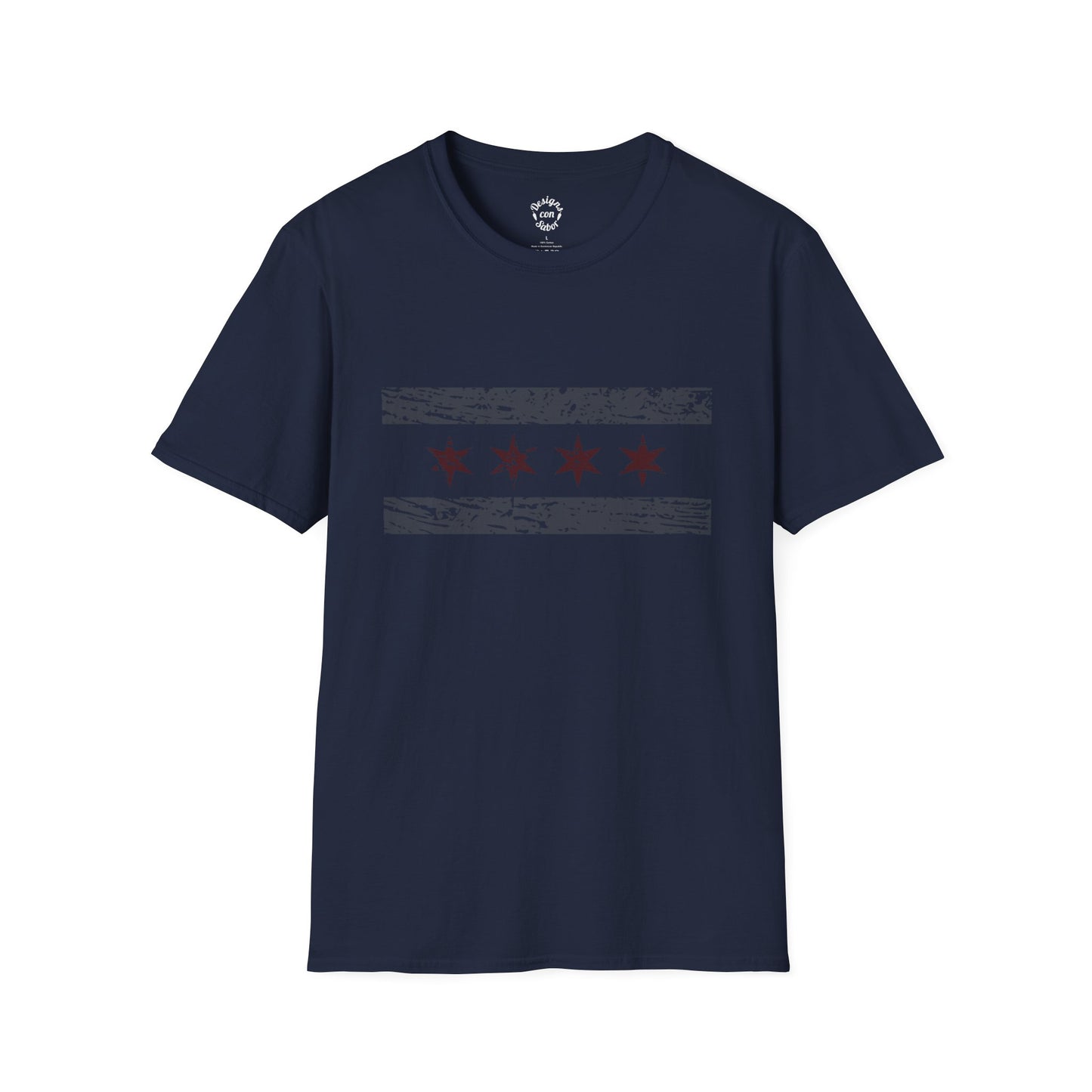 Chicago Flag Matte Black and Matte Red Distressed