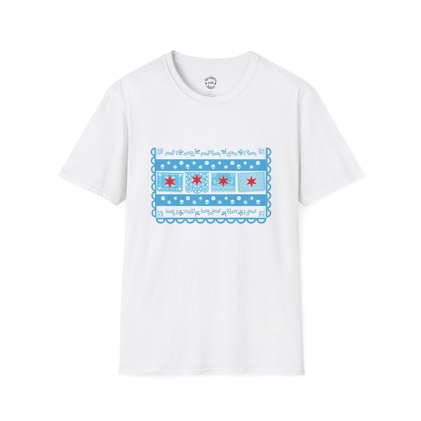 Chicago Flag With Papel Picado All Blue With Extra Details