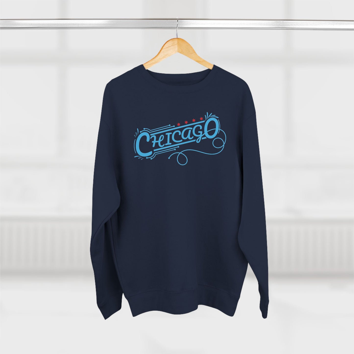 Chicago Logo Curly Swash Unisex Crewneck Sweatshirt