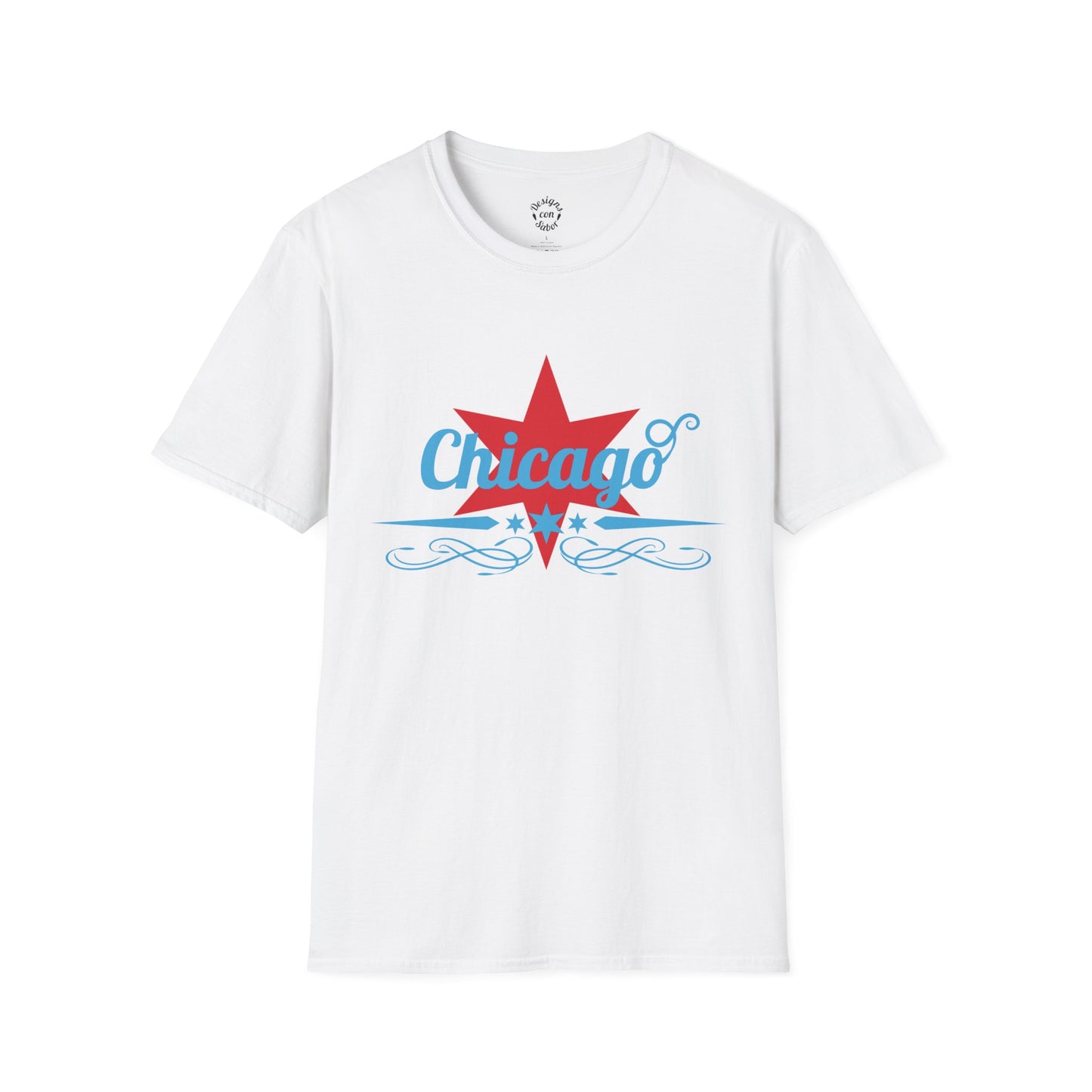Chicago Text With Flag Stars