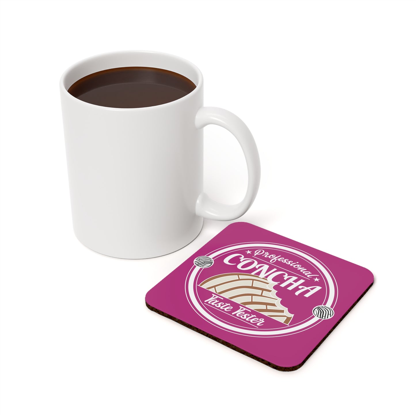 Professional Concha Taste Tester Pink Cork Back Coaster