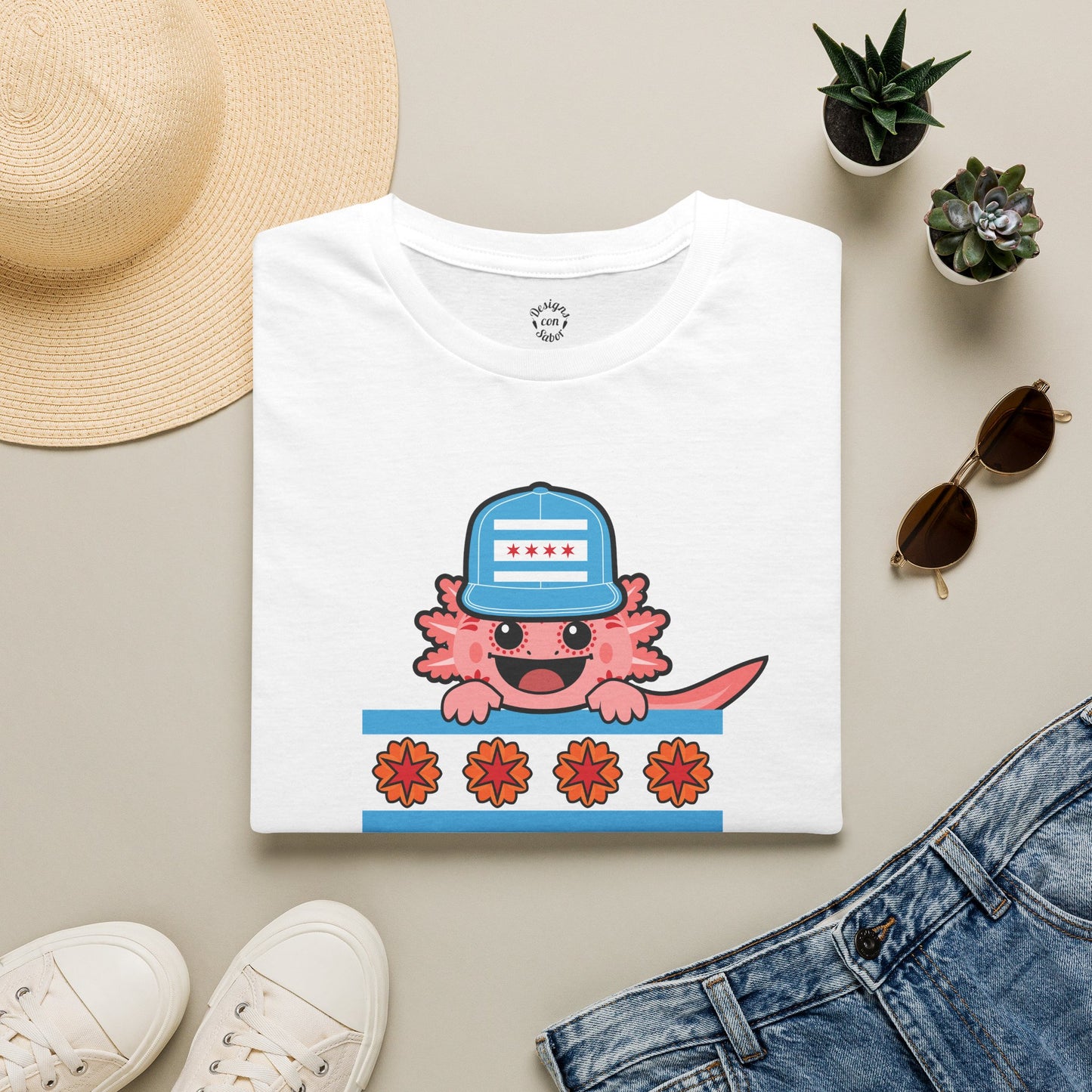 Pink Axolotl Chicago Marigold T-Shirt