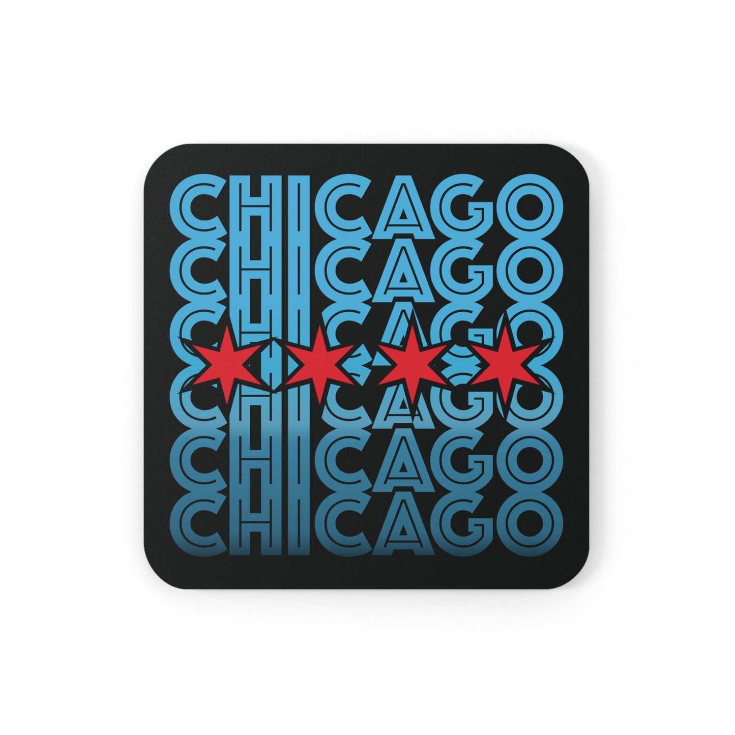 Chicago Multiple With Stars Cork Back Coaster