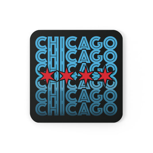 Chicago Multiple With Stars Cork Back Coaster