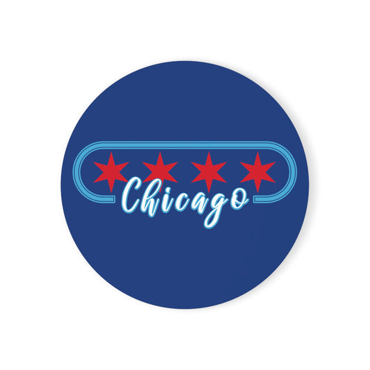 Chicago Pill Shape Cork Back Coaster