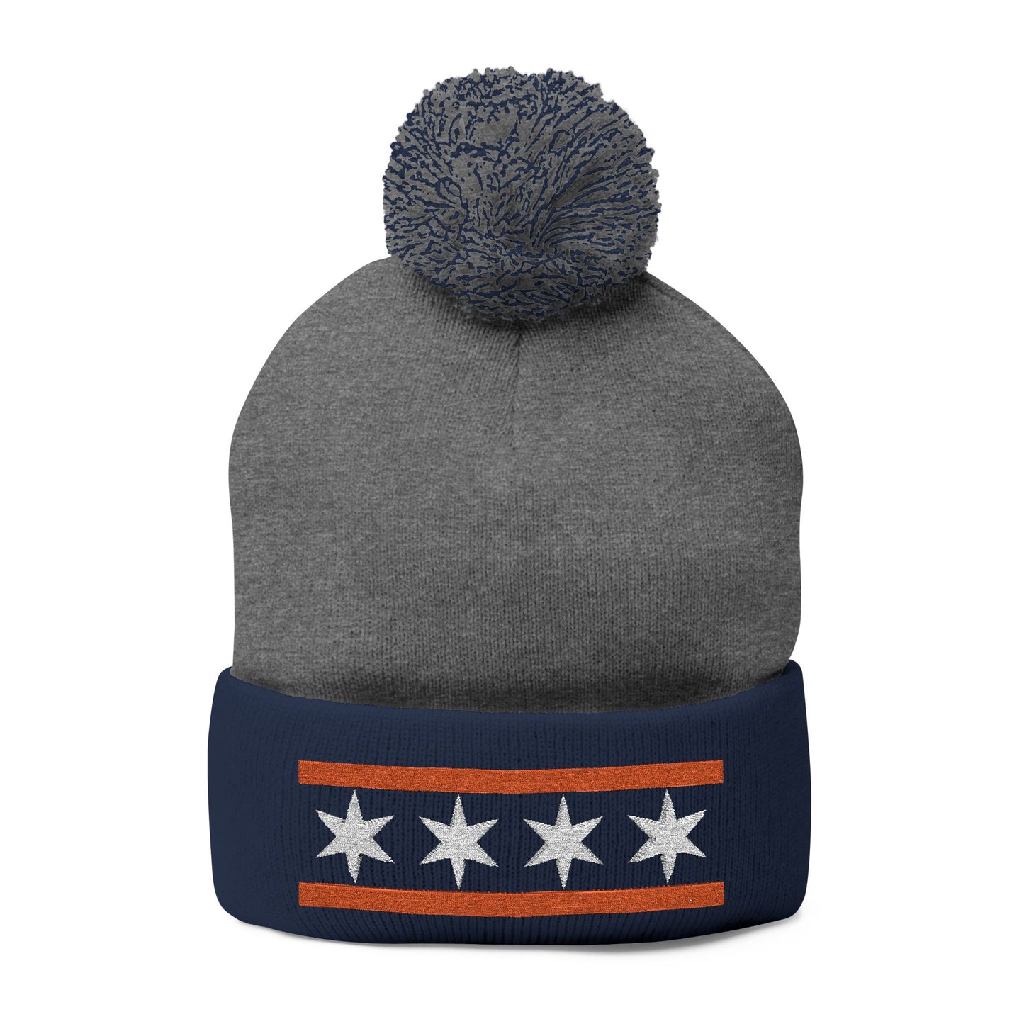 Chicago Flag Pom Knit Beanie