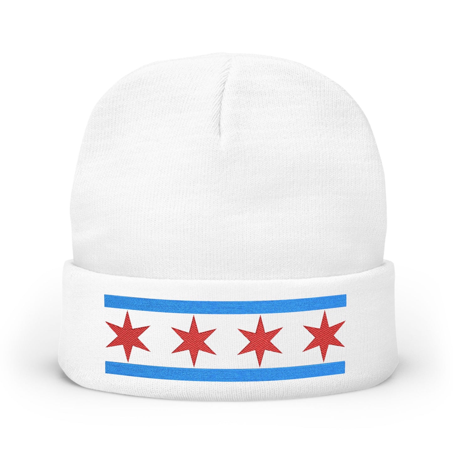 Chicago Flag Embroidered Knit Beanie
