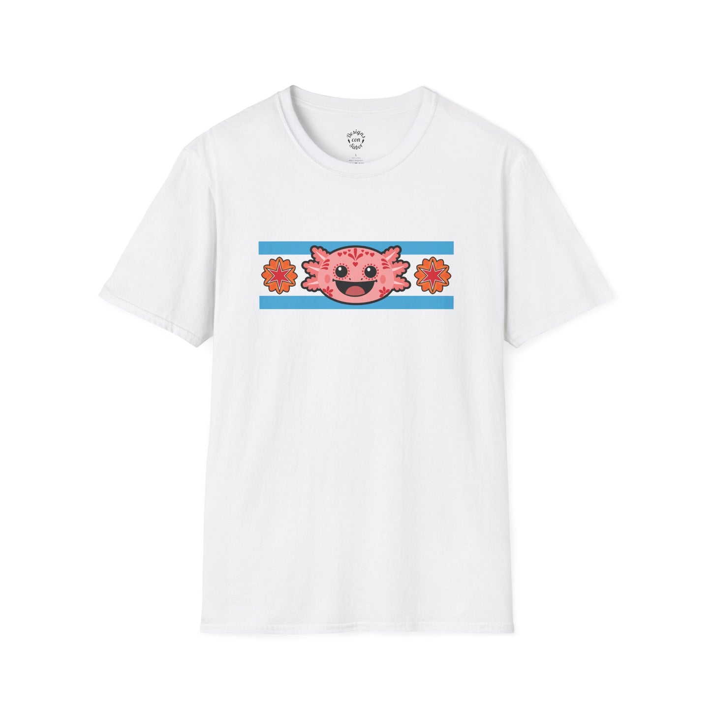 Pink Axolotl Chicago Flag T Shirt