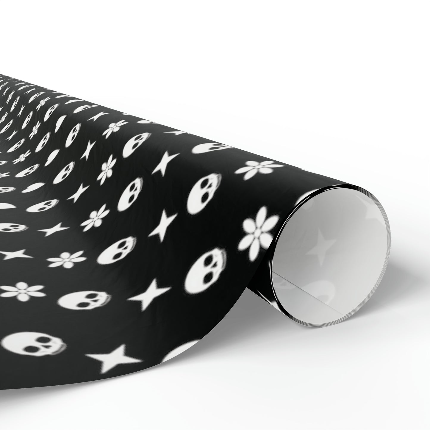 Skull, Stars, and Flower Pattern Wrapping Paper