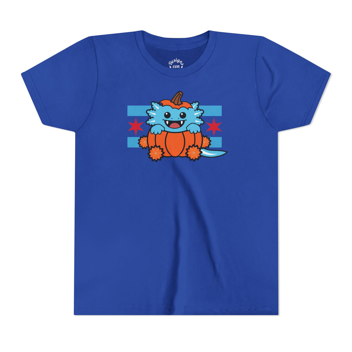Blue Axolotl Chicago Halloween Pumpkin Youth T Shirt