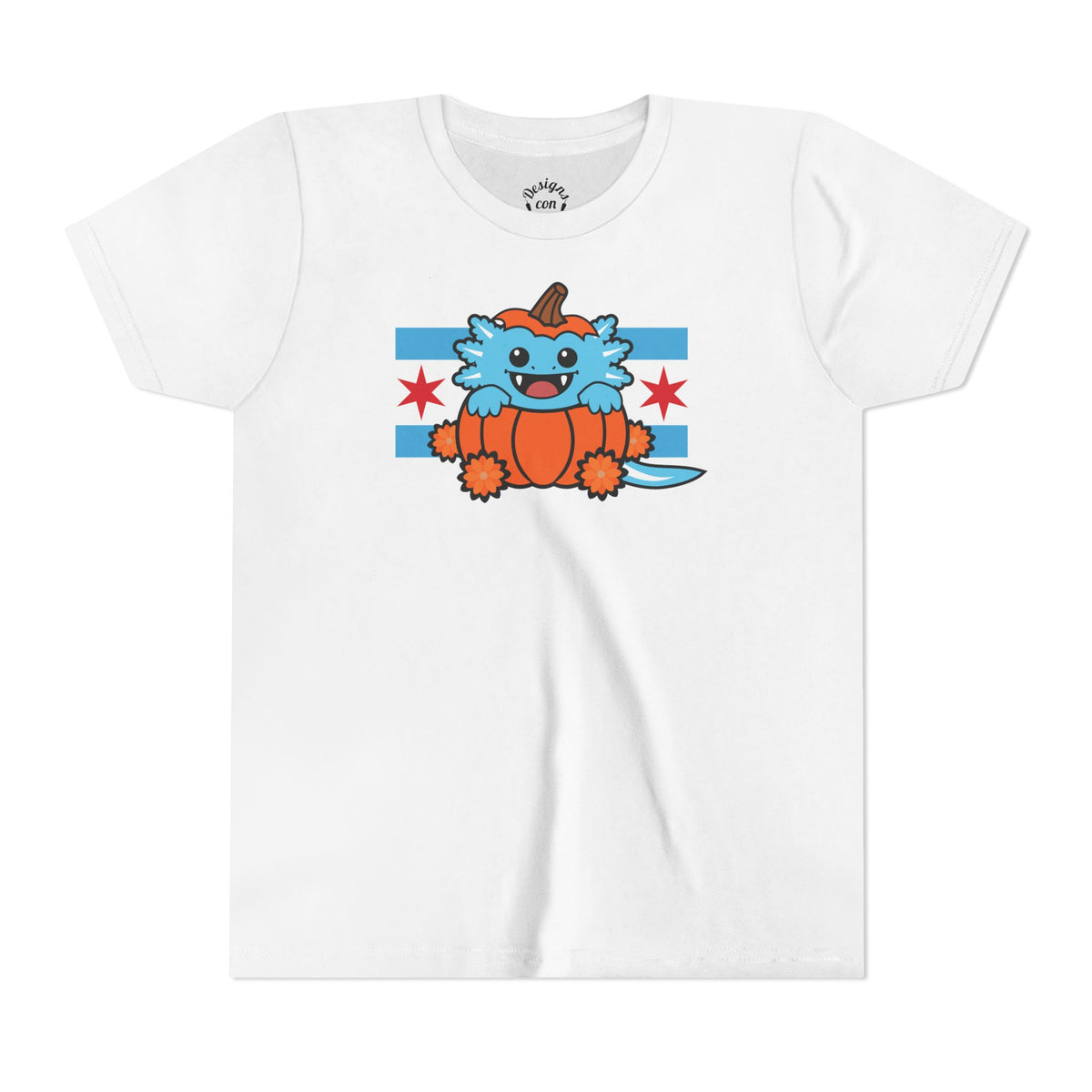 Blue Axolotl Chicago Halloween Pumpkin Youth T Shirt