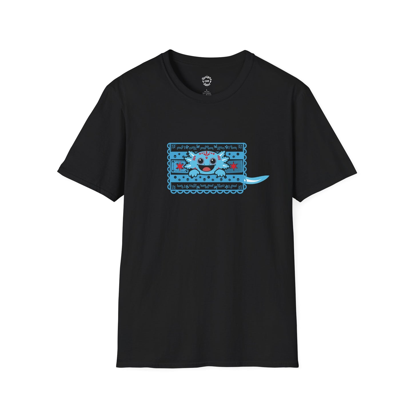 Blue Axolotl Chicago Papel Picado T Shirt