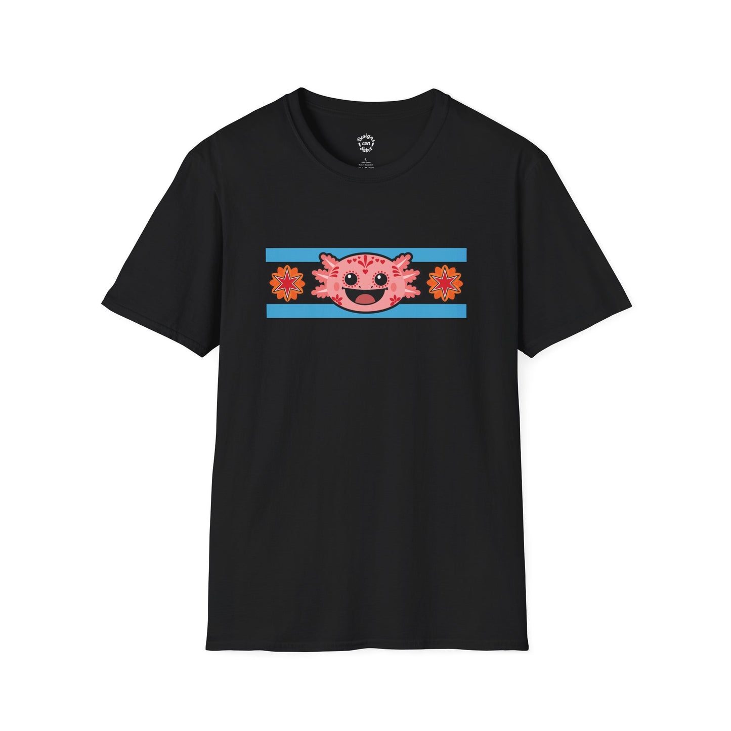 Pink Axolotl Chicago Flag T Shirt