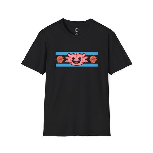 Pink Axolotl Chicago Flag T Shirt