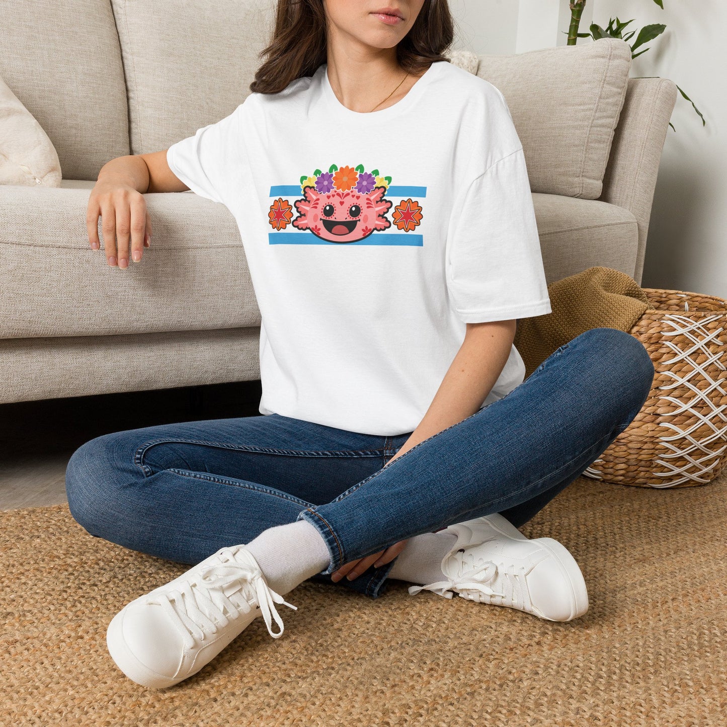 Pink Axolotl Chicago Dia de los Muertos T Shirt