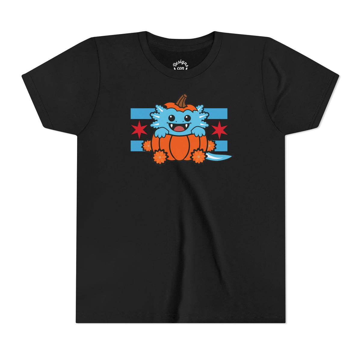 Blue Axolotl Chicago Halloween Pumpkin Youth T Shirt