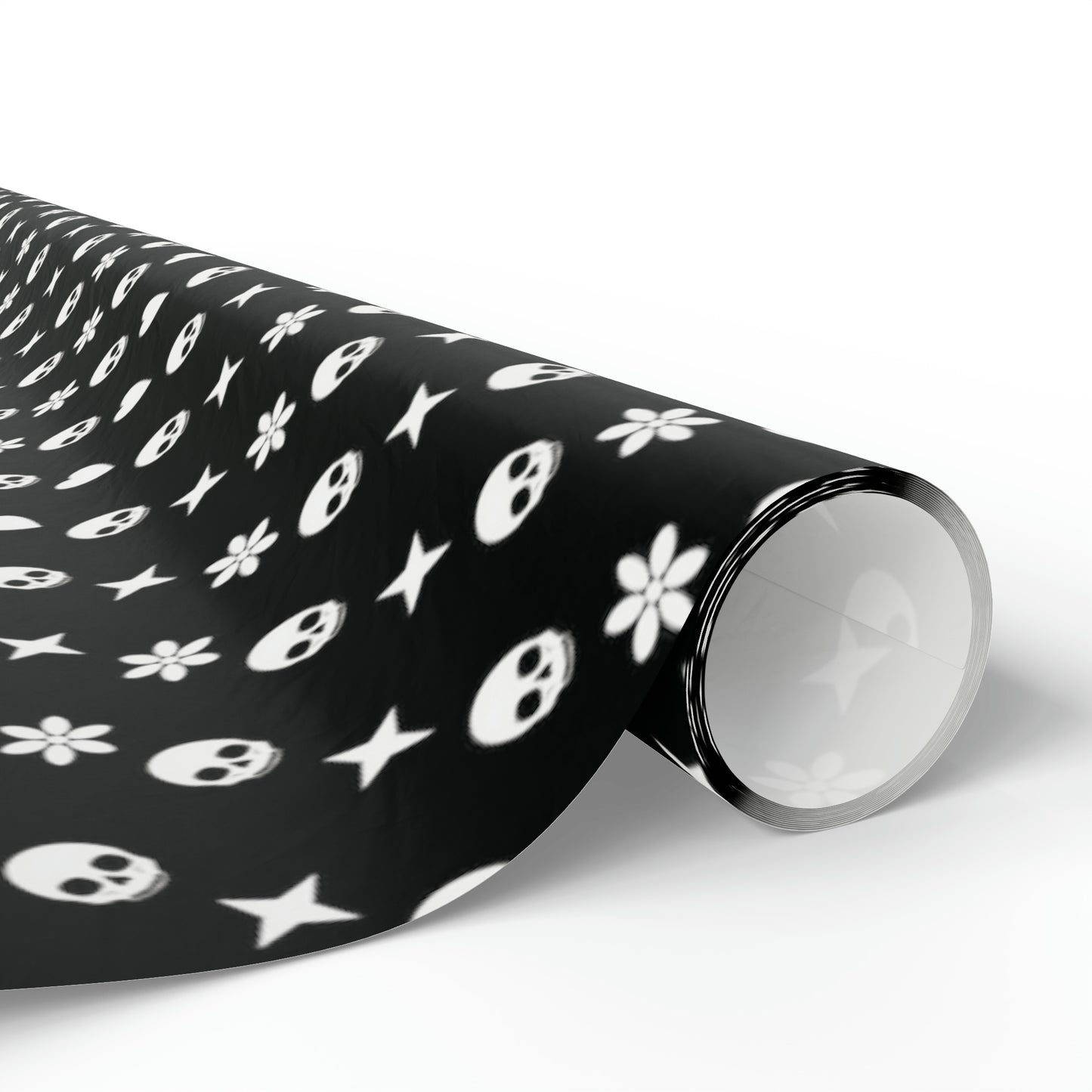 Skull, Stars, and Flower Pattern Wrapping Paper